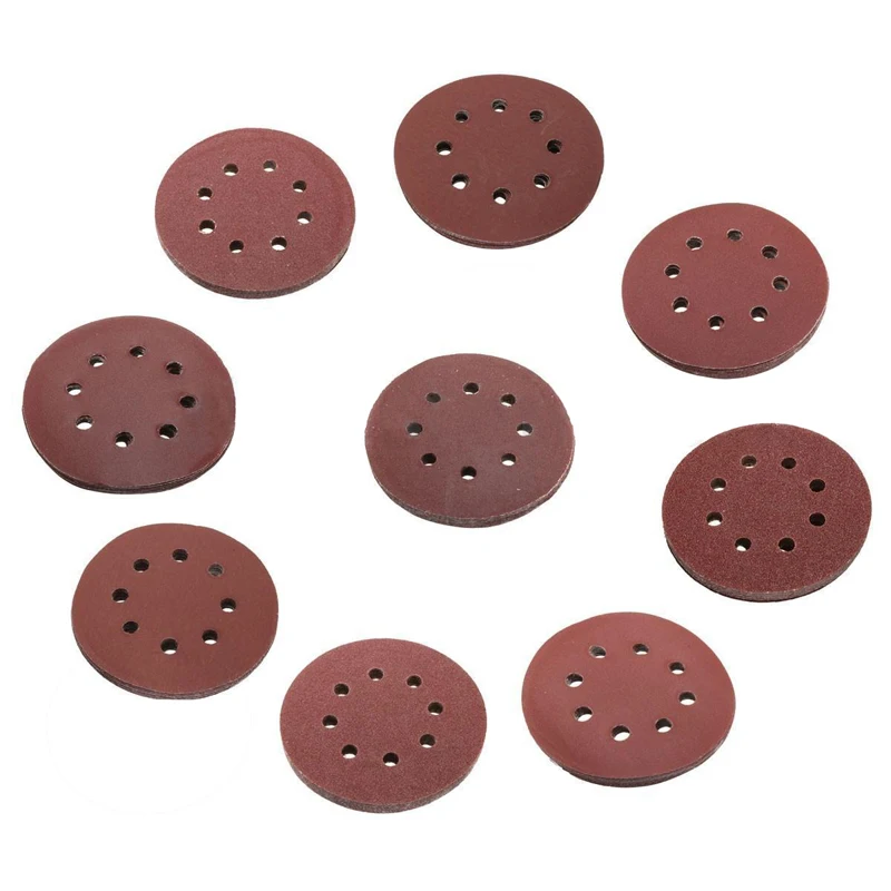 10pcs 125mm 5" Hook Loop Sanding Discs 8 Hole Sandpaper Pads Set 60Grit-2000Grit Sander Disc Abrasive Polishing Tools