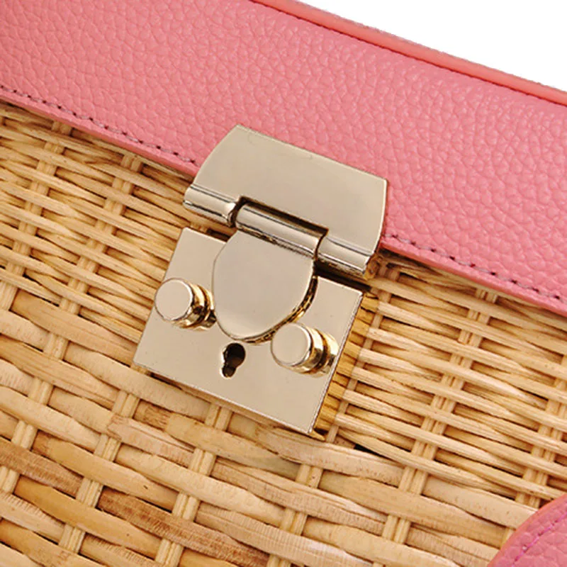New Women Fahsion Straw Rattan Bag INS Popular Female Handmade Knitting Handbag Lady Weave Travel Shoulder Bag Braid Tote SS3419 (6)