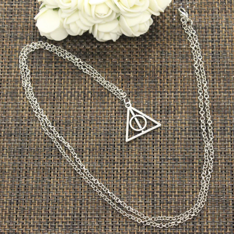 New Fashion Necklace Hallows Deathly 22x21mm Silver Color Pendants Short Long Women Men Colar Gift Jewelry Choker