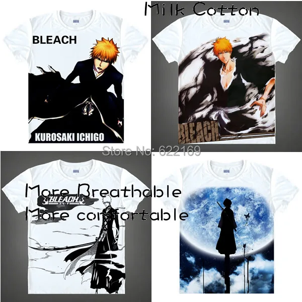 

2015 Fashion Bleach Ichigo Kurosaki Cosplay Costumes T Shirt Men's Japanese Famous Anime T-shirt Unique Gift Camisetas Masculina