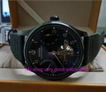 43mm PARNIS Black dial power reserve Automatic Self-Wind Mechanical movement men’s watches Nylon strap Mechanical watches z64A