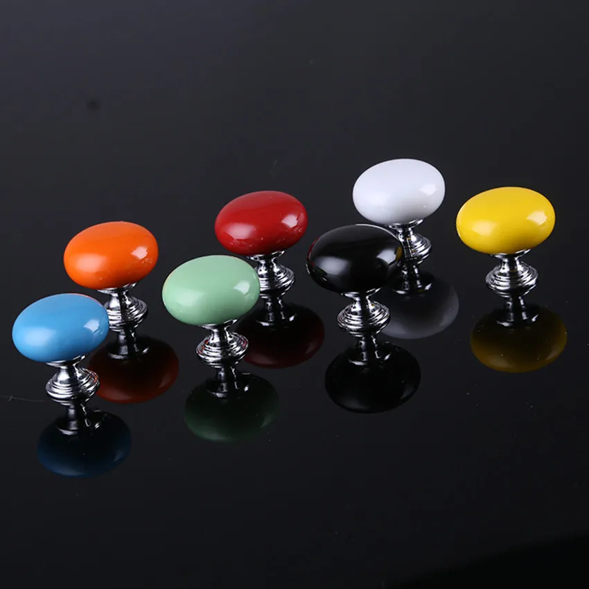 

35mm 7 colors ceramic drawer tv cabinet knob pull silver orange white blue black green yellow red porcelain dresser door handles