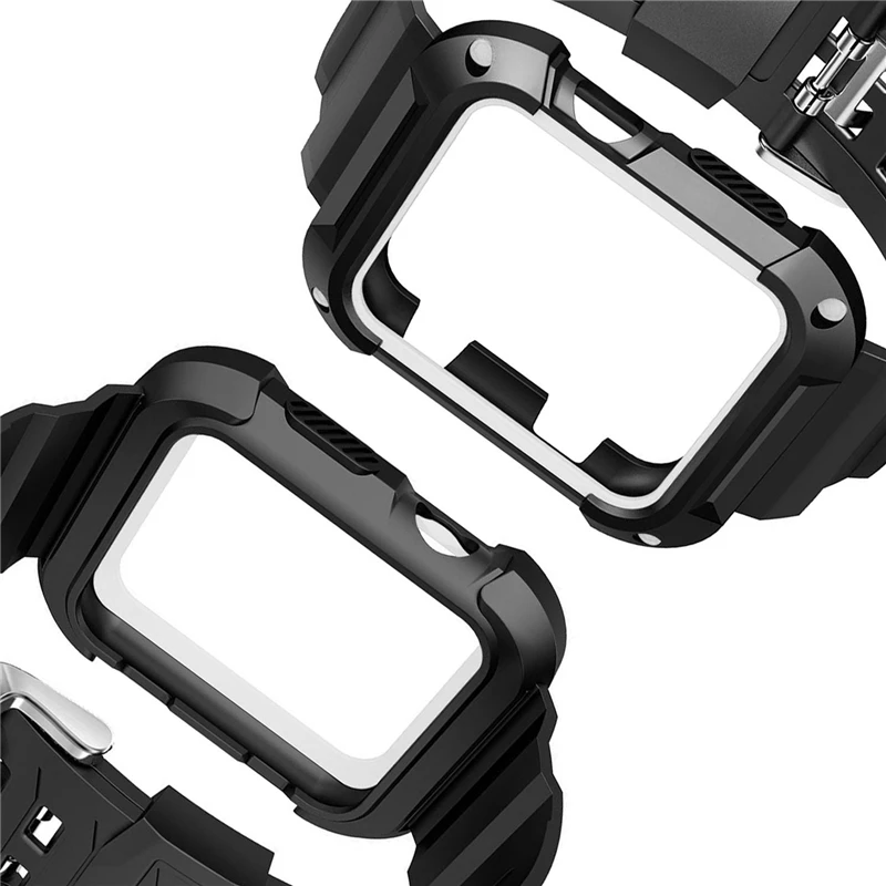 Противоударный прочный армированный чехол с силиконовым ремешком для Apple Watch Series