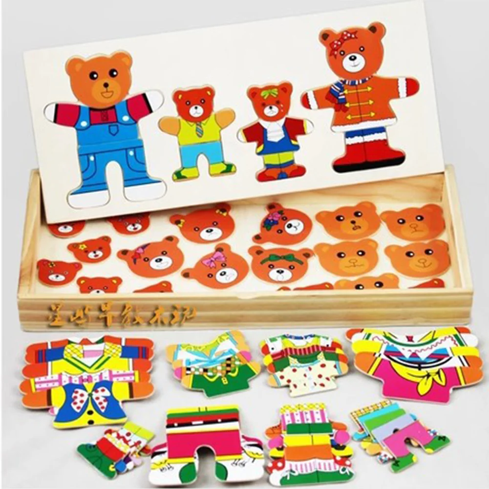 

Baby toys Wooden Puzzles Infant Bear Shining Jigsaw Blocks Toy Educational baby Toys Model Kits Building Block Children's gift