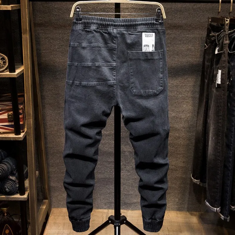 Autumn and spring models elastic waist Harlan jeans men's tide brand fat fat people large size small feet closing tooling beam