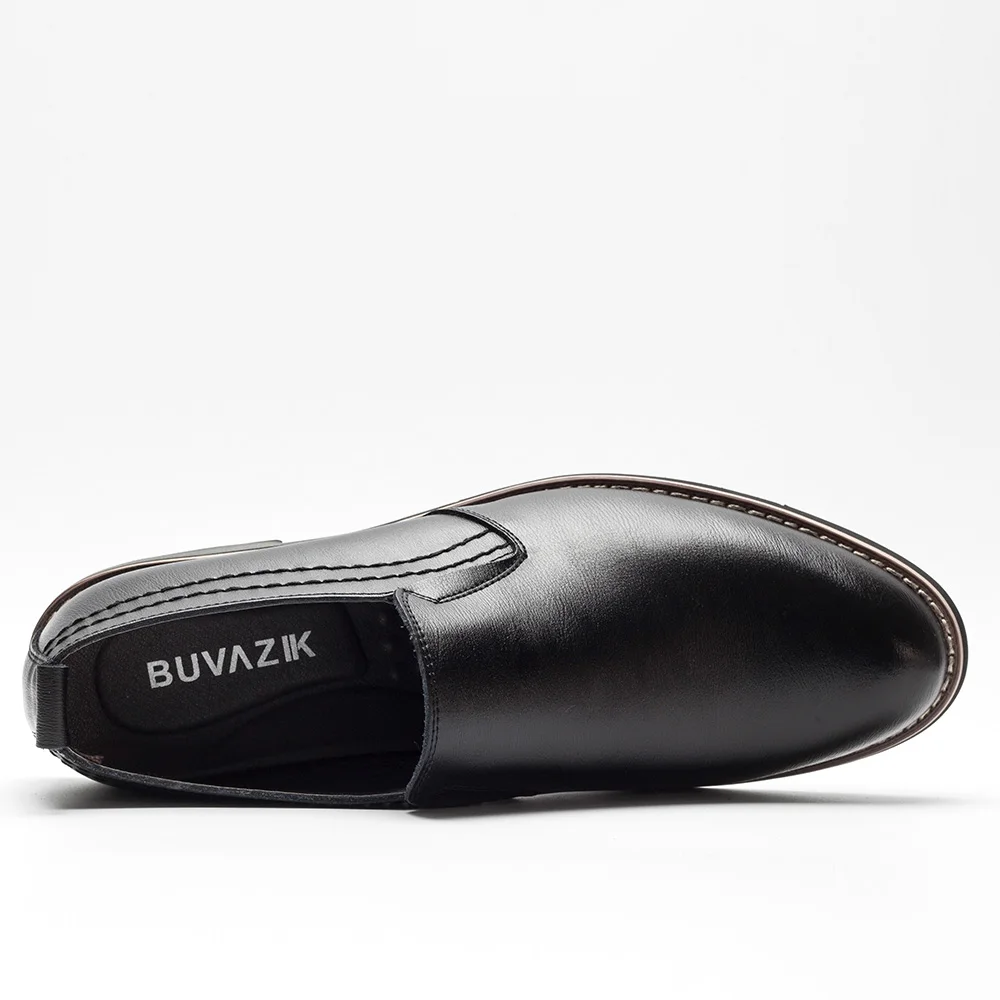 Ceny BUVAZIK skórzane męskie ubranie formalne spiczaste czarne buty oddychające formalne ślubne buty codzienne męskie