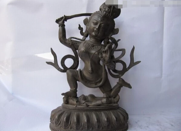 

USPS to USA S3530 Tibet Fane Old Pure Bronze Manjushri Bodhisattva Buddha Statue (B0328)