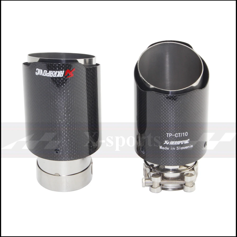 Comprare Akrapovic Auto di Scarico Tubi di Scarico In Carbonio Lucido Punta Del Silenziatore Coda Universale Diritta di Acciaio inossidabile Flangia Argento Per Bmw E90