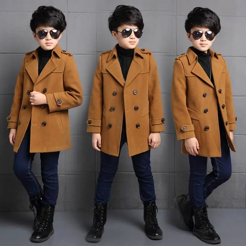 Распродажа, пальто для мальчиков, куртка в джентльменском стиле, однотонное плотное пальто-ветровка для мальчиков от 5 до 16 лет, детская теплая верхняя одежда