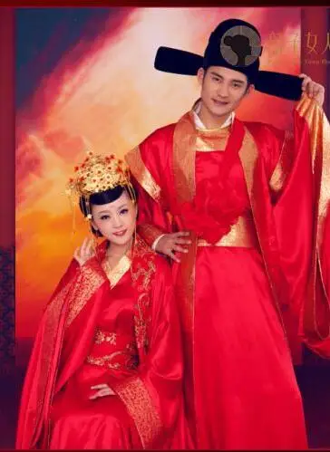 Китайский традиционный свадебный костюм Hanfu для пары, Древний китайский свадебный костюм для пары, одежда для фотосессии, Классический Косплей - Цвет: Couple Style C