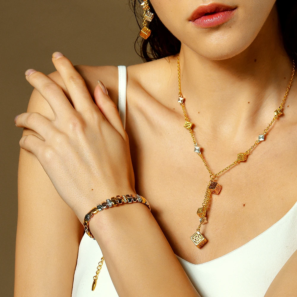 Viennois New Gold & Silver & Rose Gold Color Bracelets For Women Rhinestone Mixed Color Metallic Chain Bracelets & Bangles