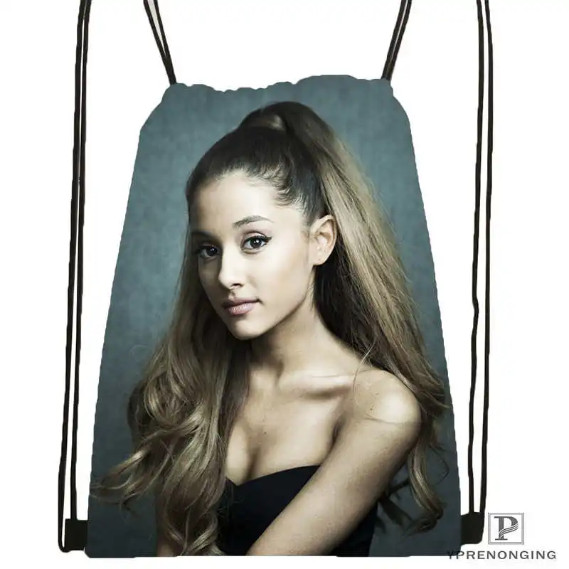 На заказ Ariana Grande#10 походная сумка на шнурке милый рюкзак для детей(черная спинка) 31x40 см#180531-02-42 - Цвет: Drawstring Backpack