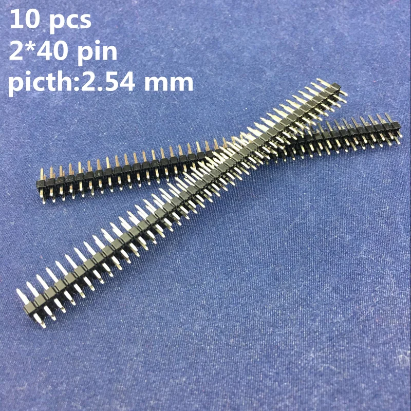 

10 Pcs High Quality 2*40 pin Pitch 2.54 mm Male Breakable Pin Header Double Row Copper Straight Needle