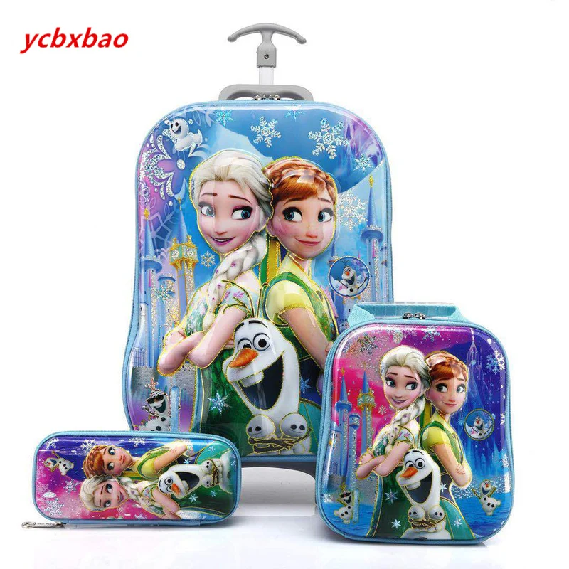 Children Wheeled Backpack Children's School Backpack with Wheel Trolley Luggage Boys Girls School Backpack Gift Bag