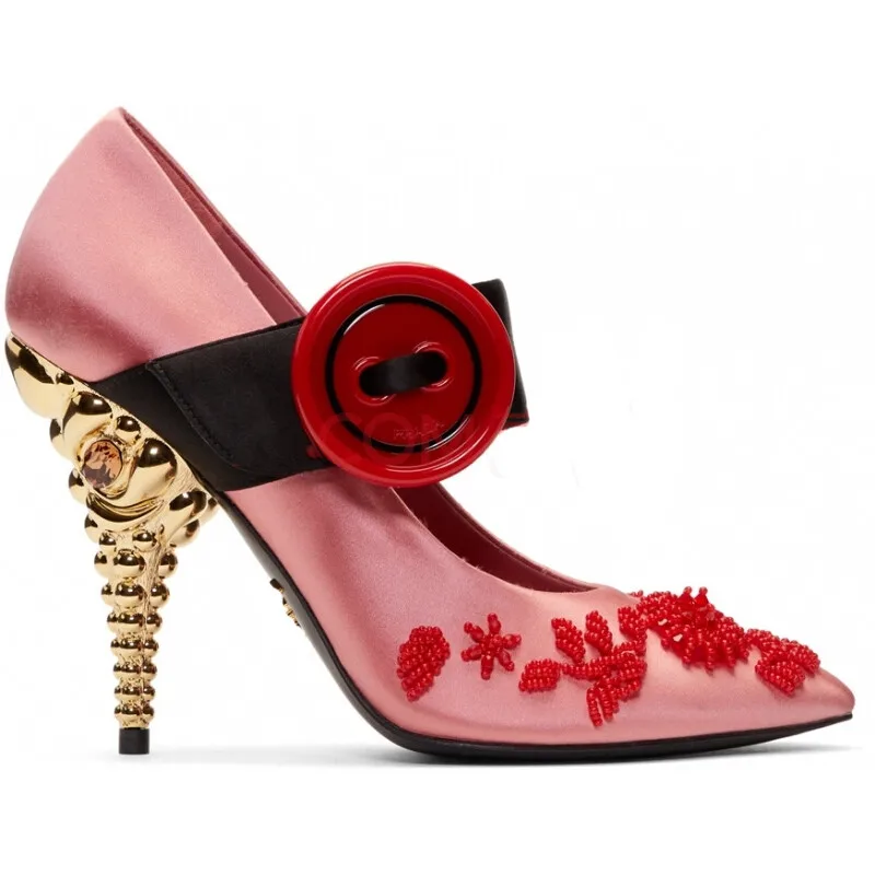 Diseño Altos Tacones Mujer Rebordear 2019 Jady Tacón Mary Boda Rosa Bombas rosado rojo Zapatos Vaqueros Negro Seda Sexy Nuevo De Las Vestido Mujeres azul O6AtAwq
