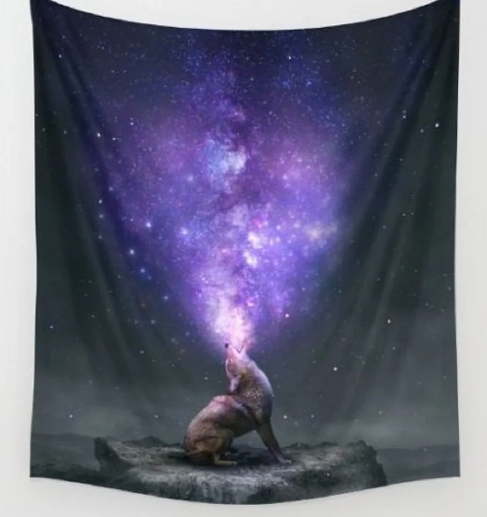 

Wolf And Moon Indian Mandala Tapestry Animal Printed Tapestry Star Wall Hanging Beach Wars Sofa Cover Black Forest Wall Decor