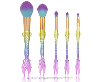 

5pcs/set Mermaid Makeup Brushes Blending Foundation Blush Eye Shadow Eyeliner Powder Highlight Lip Make Up Brush Beauty Tools