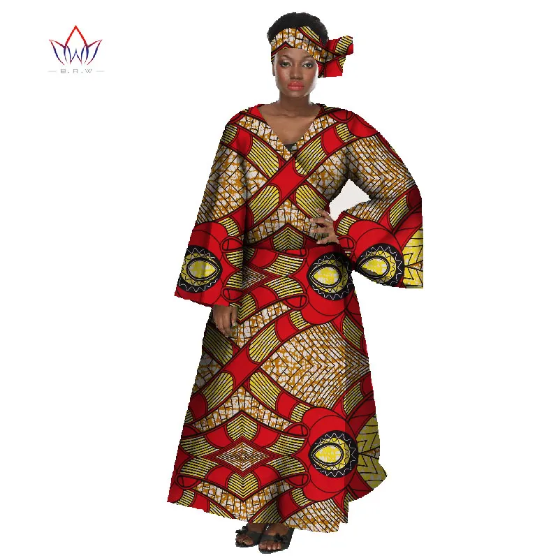 Летнее женское платье длиной до щиколотки с длинным рукавом традиционная африканская одежда 2 шт кроп топы и Макси платье WYW07