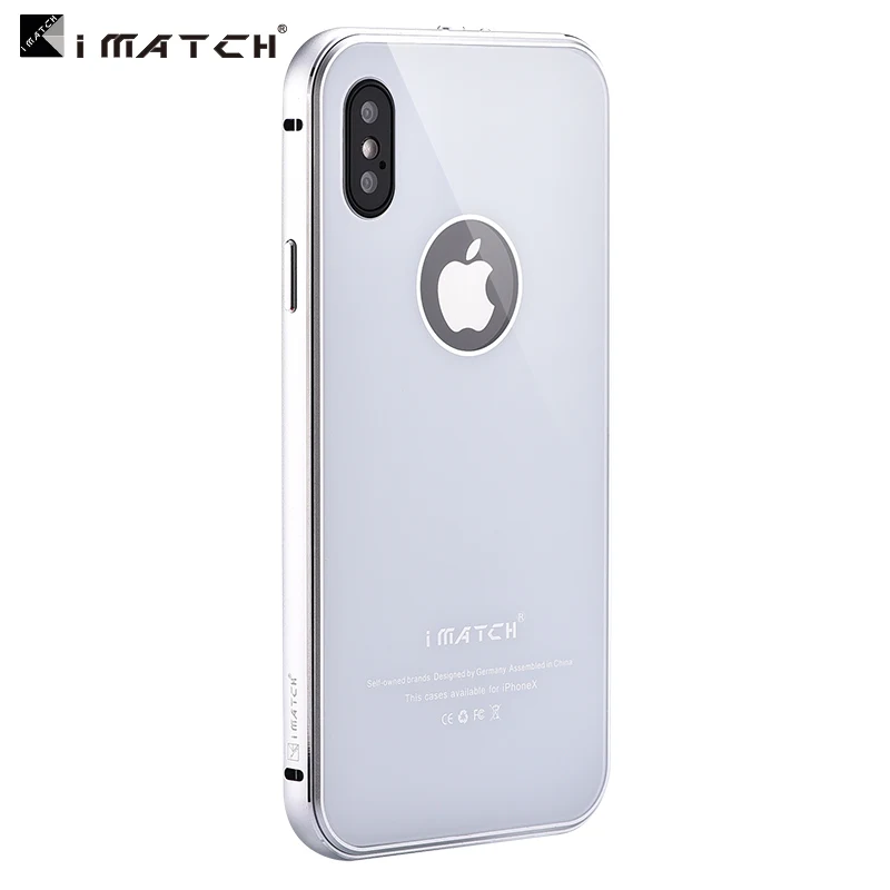 

2018 Direct Selling Original Imatch For Apple For Iphone X Luxury Metal Bumper+ 9h Hardness Tempered Glass Back Cover For 10