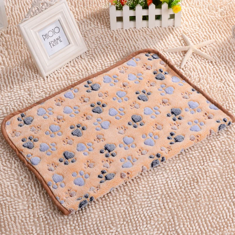 New 3 Size Soft Warm Pet Dog Bed Blanket Coral Fleece Paw Print Dog Puppy Mat Fleece for Small Large Dog Towl Pet Cat Products (4)