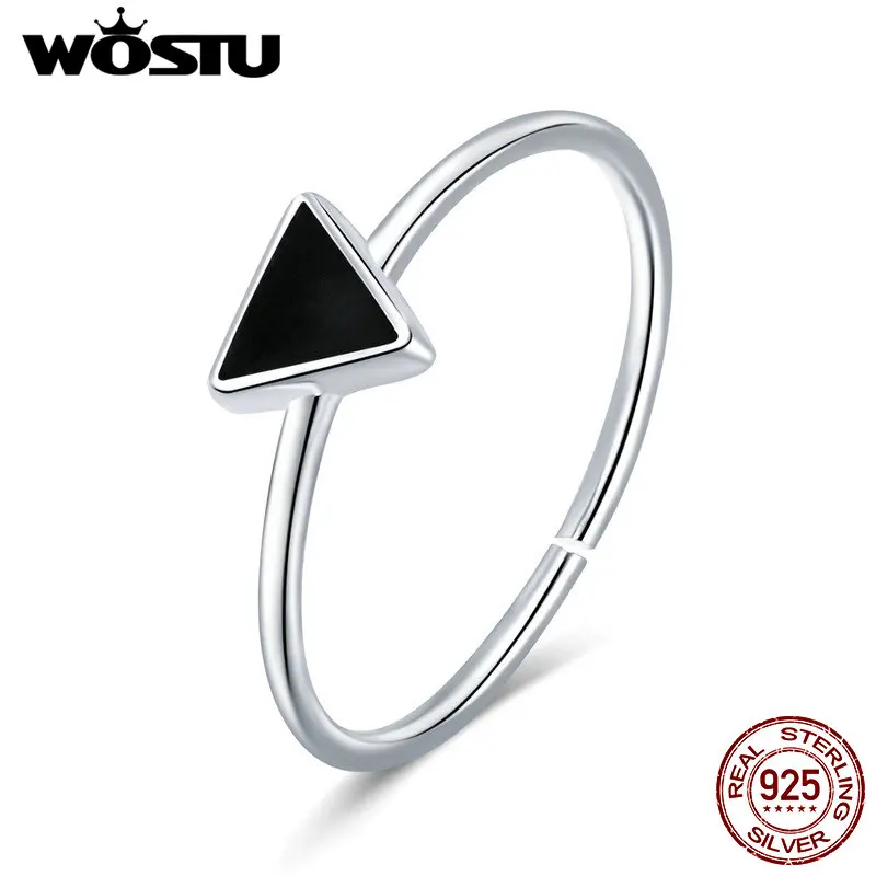 WOSTU, настоящее 925 пробы, серебряные, геометрические, треугольные, открытые, кольца на палец для женщин, мужчин, крутое, хорошее Ювелирное Украшение регулируемое кольцо, подарок CSR158
