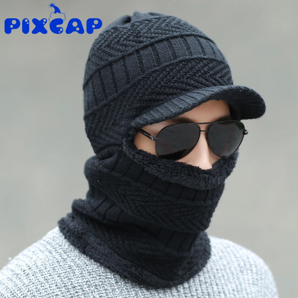 Balaclava Knitted Hat Multifunctional Cap Neck Warmer Winter Hats Men