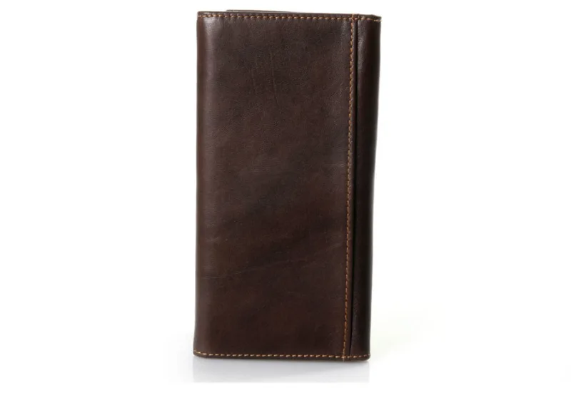 red brown Винтажные женские кошельки для леди, кошелек-клатч из натуральной кожи для девочек, Длинные кошельки из воловьей кожи, мужские кошельки унисекс в стиле ретро# M5586 - Цвет: red brown