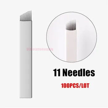 

100PCS caution S11 Permanent Makeup Manual Eyebrow Tattoo Bevel Blades 11 Needles