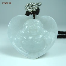 CYNSFJA Real Certified Natural A Grade Burmese Jadeite Amulet Lucky Heart Buddha Jade Pendant Hand Carved High Quality Best Gift