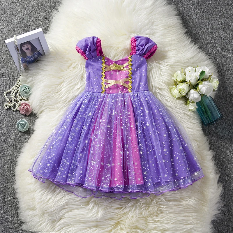 Летнее кружевное детское платье с блестками на день рождения платье-пачка принцессы из тюля на крестины вечерние платья для маленьких девочек, vestidos bebes