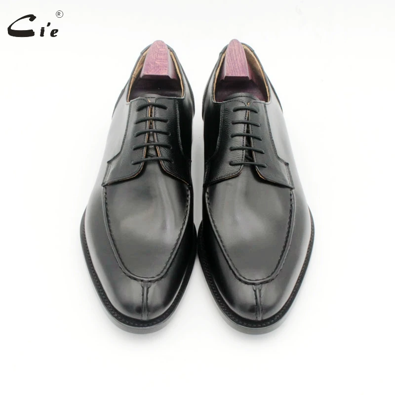 CIE круглый носок, ручная строчка, однотонные черные Дерби, деловые мужские модельные туфли goodyear, натуральная кожа с натуральным лицевым покрытием, рабочая обувь, D234