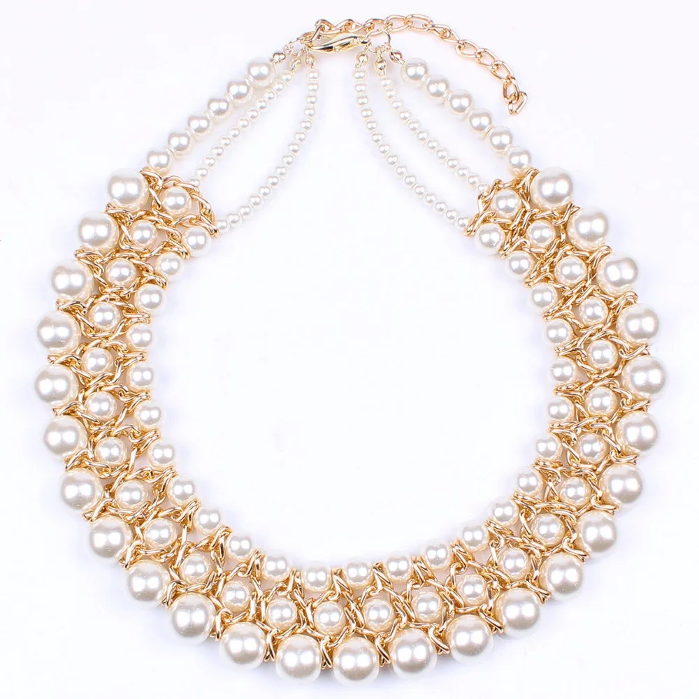 Long Statement Necklace Beaded Multi Strand Layered Chain Necklace Pearl Seed #5 Long Statement Necklace Beaded Multi Strand Layered Chain Necklace Pearl Seed #5