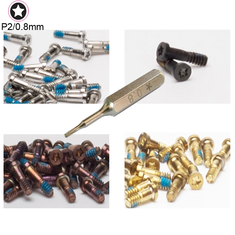 

P2 Screwdriver Bit+200pcs Back Cover Screw for iPhone 6S 6 Plus 5 5S Bottom Dock Connector Five Star Pentalobe Screws