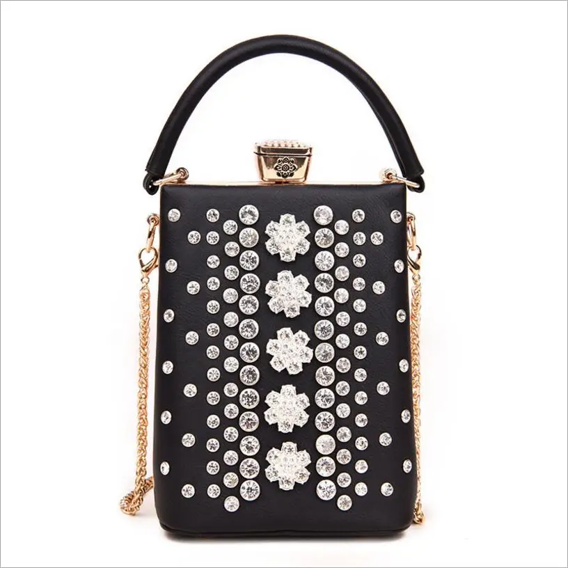 

Retro Messenger Bag Ladies Evening Crystal Bags Women Fashion Small Chain Rhinestone Handbags