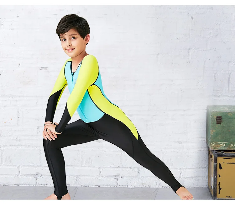 2018 Latset HISEA Children's wetsuits Thin One-piece Kids Diving Suit Long-sleeved Snorkeling Surfing Suits for Boys 3Colors1