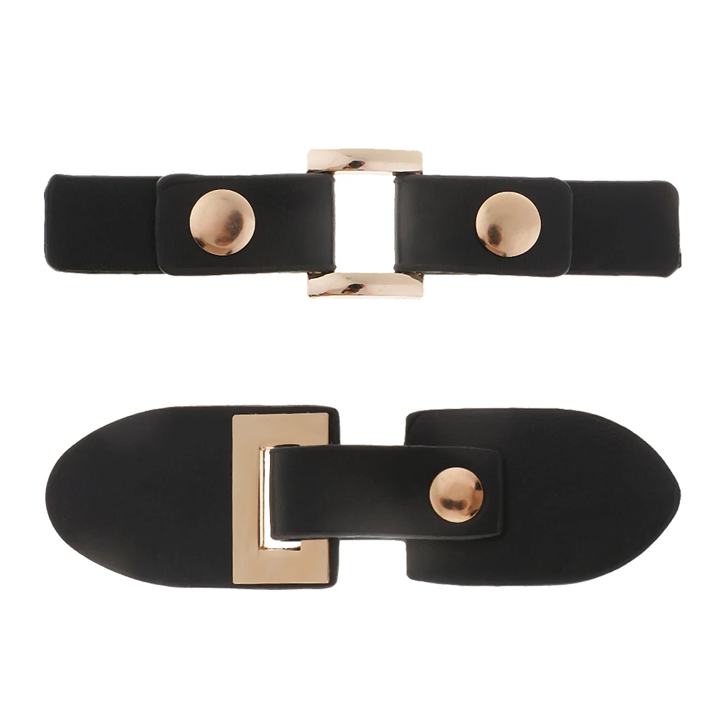 1 Pair Black Metal & PU Leather Snap Toggle Button Sew on Buckle for Bag Making Clothing Decor