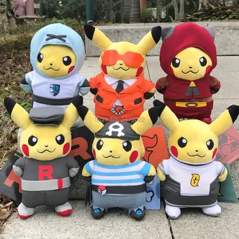 

Cute Pikachu 8" Plush Toys Team Rocket Galactic Aqua Grunt Flare Plasma Magma Cosplay Toy Stuffed Animal Doll