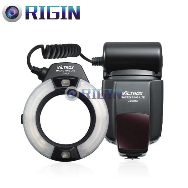 VILTROX JY-670C макро круговое кольцо Вспышка Speedlite E-TTL GN14 с ЖК-дисплеем + переходное