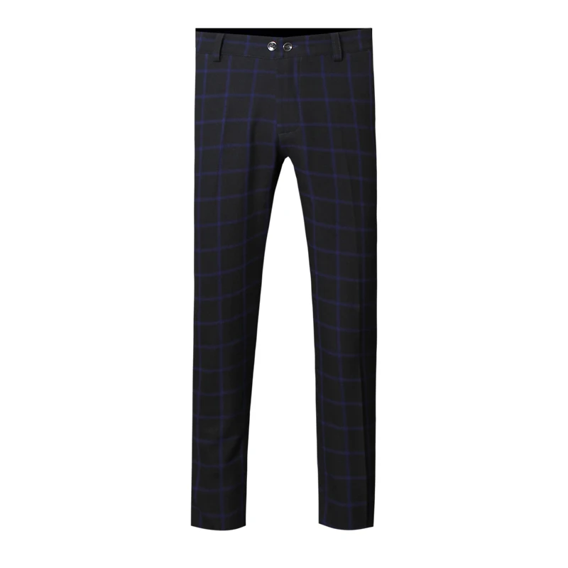 Classic Men Plaid Suit 3piece Set Fashion Men Blazer Jacket + Pant + Vest Asia Size S - 5XL Gray  Blue Red Mens Suits