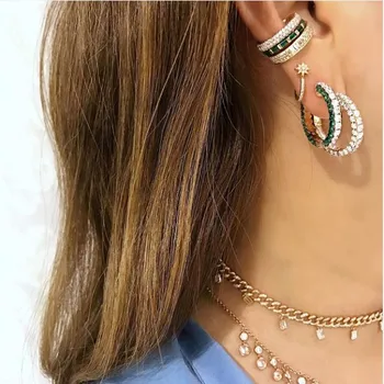 

Heart and arrow Cubic zirconia hip hop bling iced out cz hoop earring for women top quality