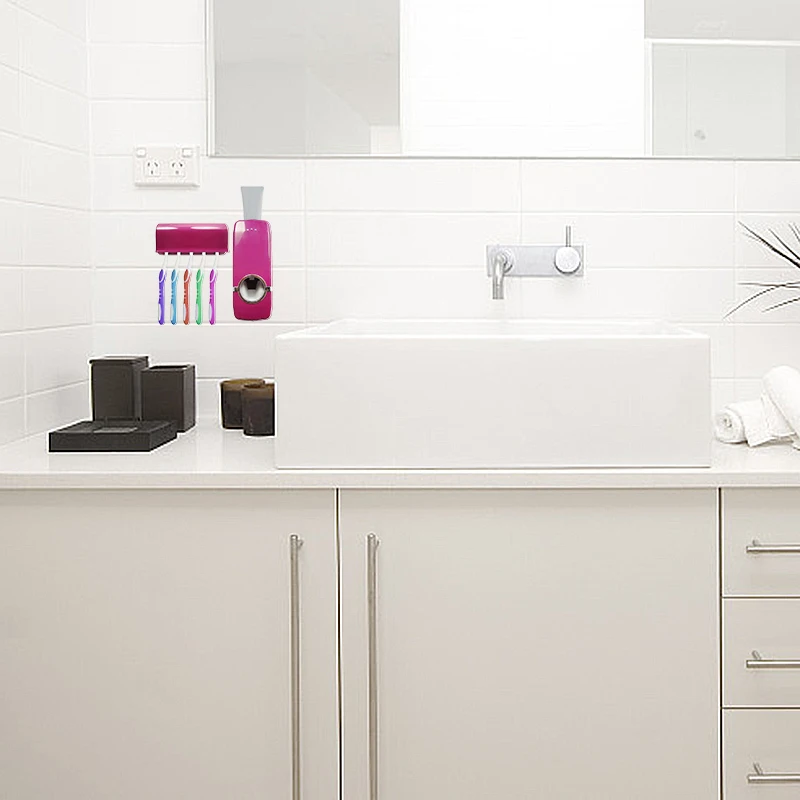 Набор аксессуаров для ванной комнаты, автоматический соковыжималка для зубной пасты, держатель для зубной пасты, подставка для зубной щетки, настенный стеллаж, набор инструментов для ванной комнаты
