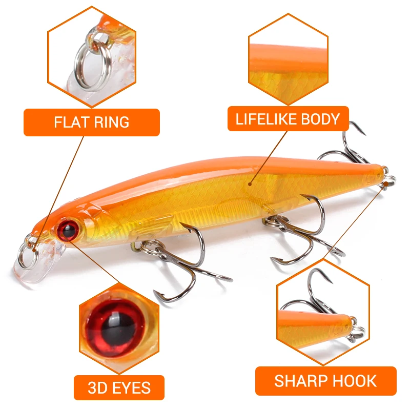 Yuewins на высоком каблуке 11 см/13 г Minnow приманки для ловли рыбы 3D глаза Лазерная