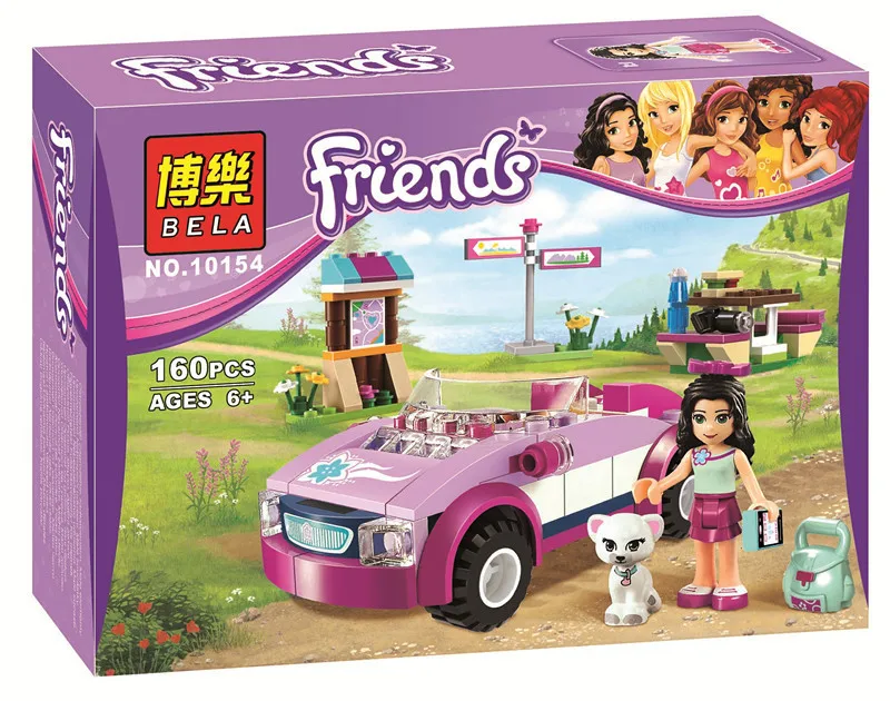 Горячая 160 unids Бела 10154 AMIGOS de Emma спортивный автомобиль Modelo bloques де construccion Montar La Чика