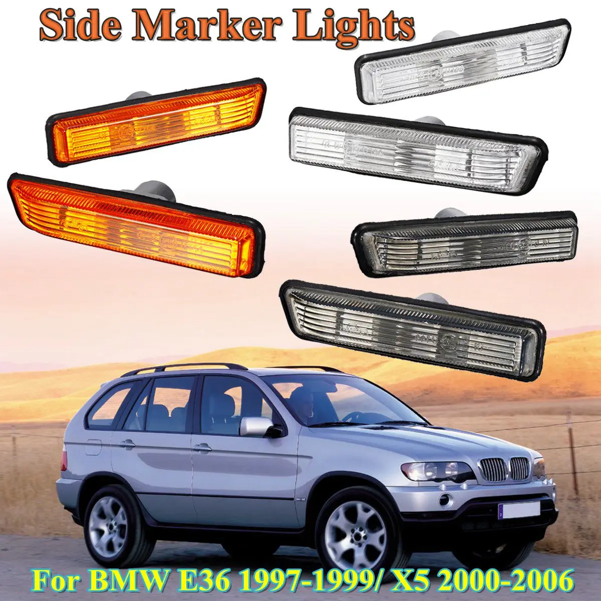 

for BMW E36 1997 1998 1999 X5 2000 2001 2002-2006 1 Pair Car styling Side Marker Turn Signal Lights Repeater replacement Lamp