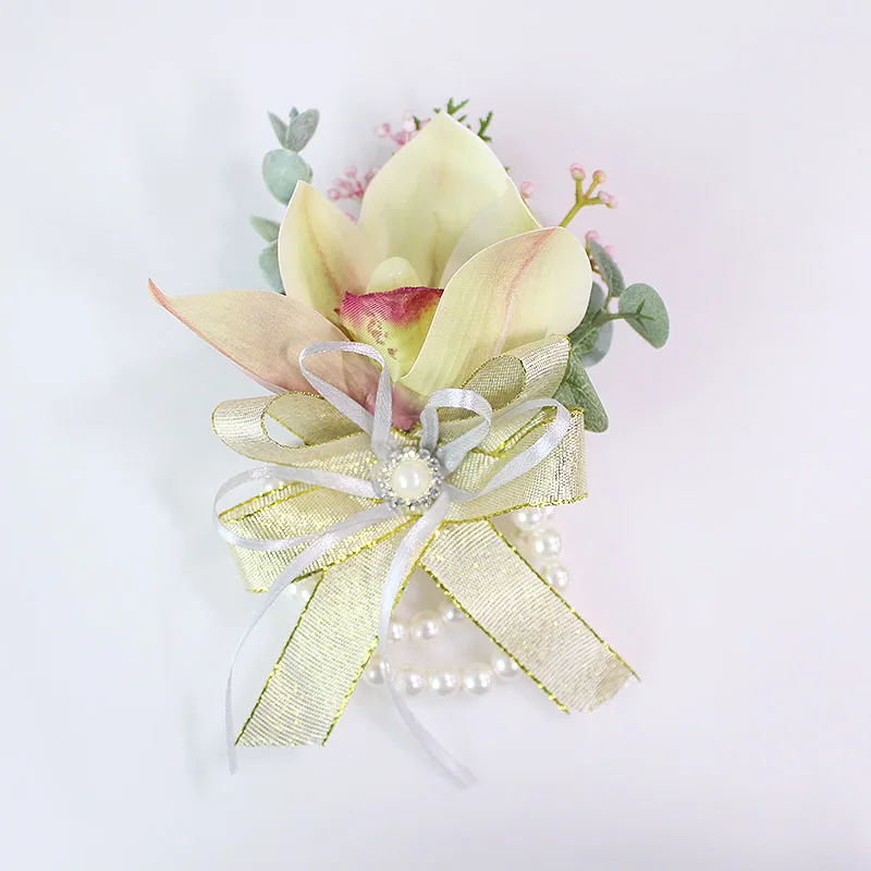 Silk orchid flowers wedding bracelets for bridesmaids  (7)