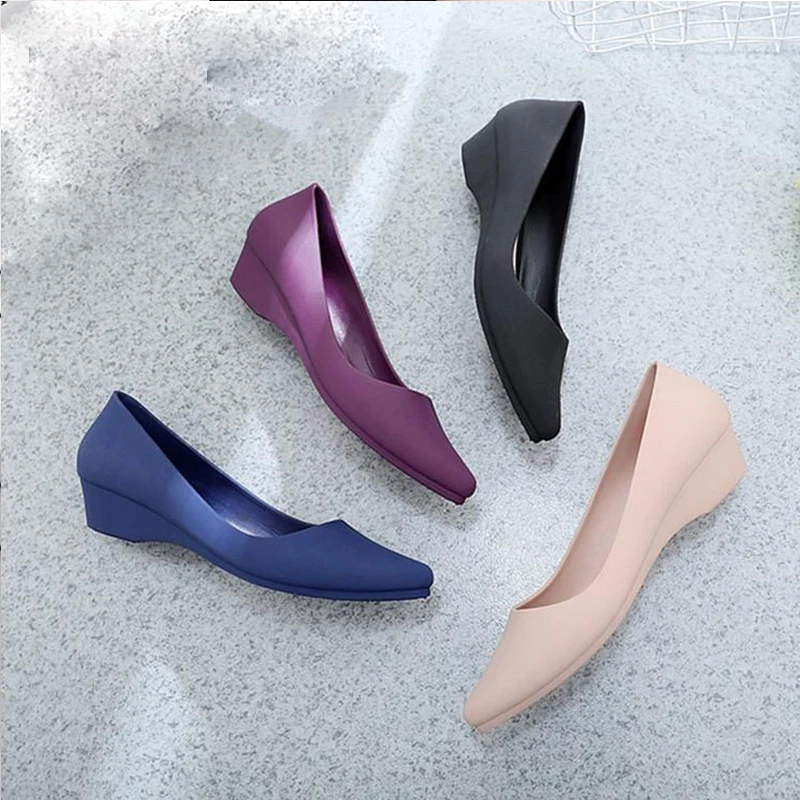 

Suede Classic Women Wedge Shoes Pointed Toe Pumps Slip On Mid Heels Platform Mary Jane Office Lady Pumps Party Espadrilles Cute