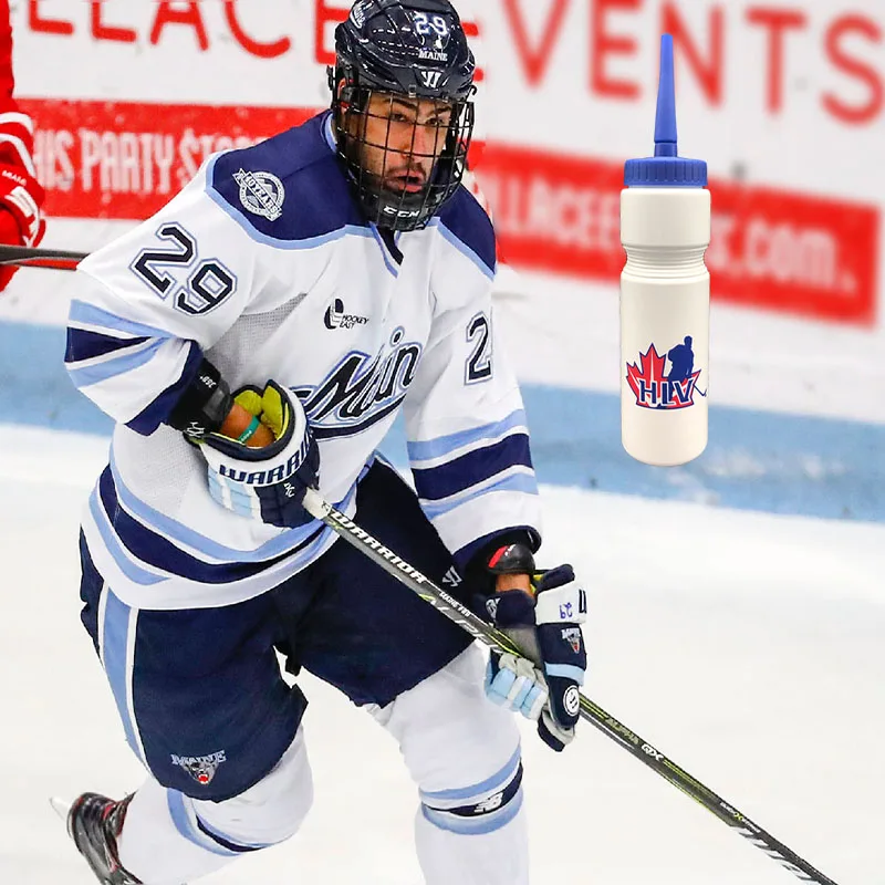 Price Hockey Water Bottle White HDPE Plastic NO BPA Sport Ice Hockey Football Lacrosse Bottles Classic Extended Tip Design Sports Gear