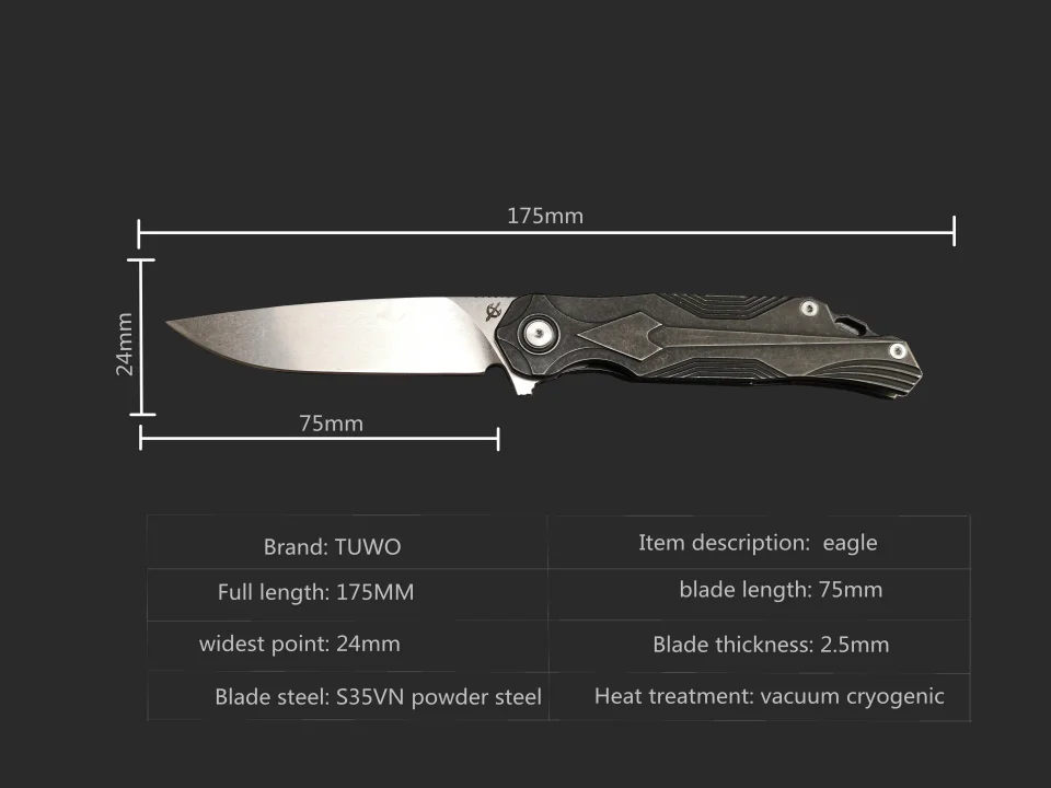 TUWO fine EDC портативный складной нож S35VN стальной порошок открытый мини-нож в виде ключа шарикоподшипник титановый сплав складной нож