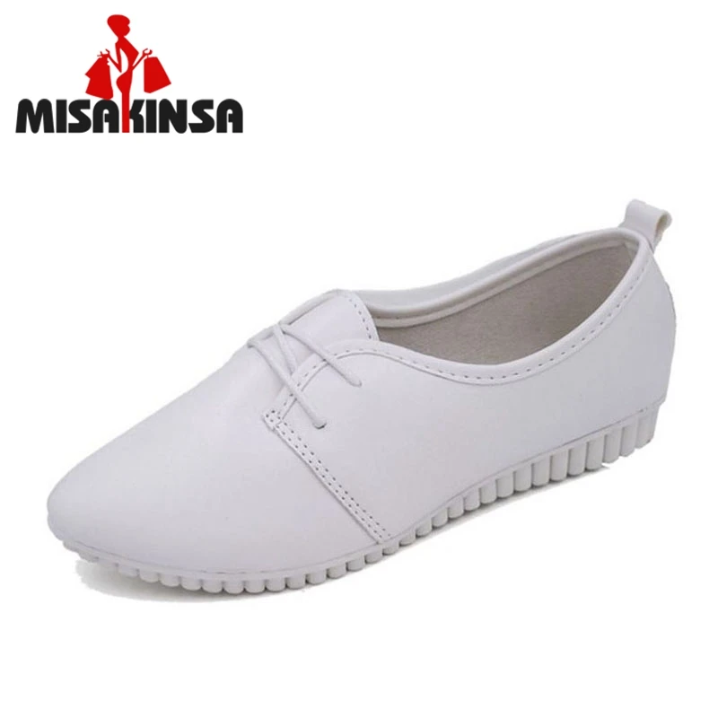 

MISAKINSA Solid Color Women Flats Shoes Lace Up Pointed Color Soft Comfort Leisure Shoes Daily Simple Women Footwear Size 35-40