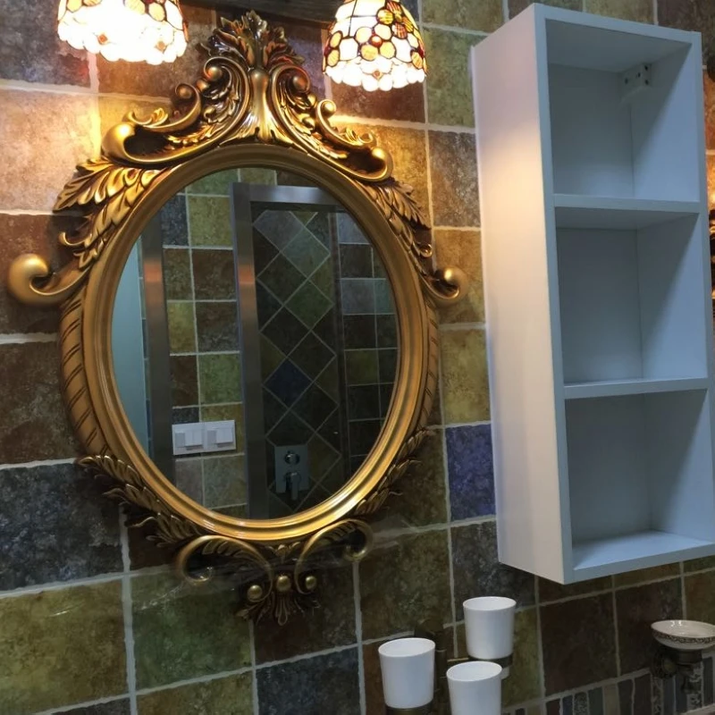 

61.5*83cm European And American Retro Bathroom Mirror Toilet Washroom Decoration Hanging Mirror